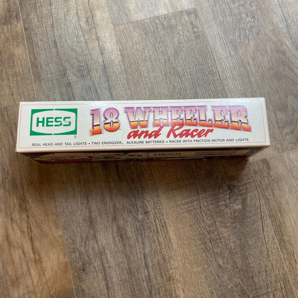 Vintage 1992 Hess 18 Wheeler and Racer Toy Truck with Working Lights and Box
